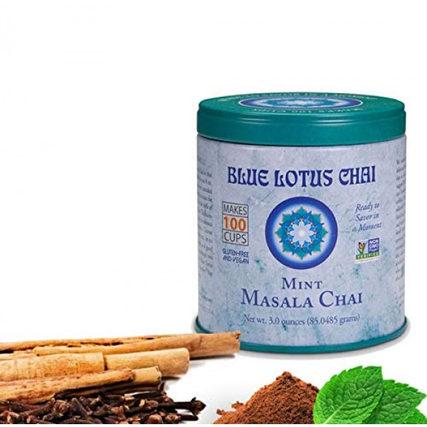 Blue Lotus Chai - Mint Flavor Masala Chai - Makes 100 Cups - 3 O...