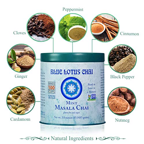 Blue Lotus Chai - Mint Flavor Masala Chai - Makes 100 Cups - 3 O