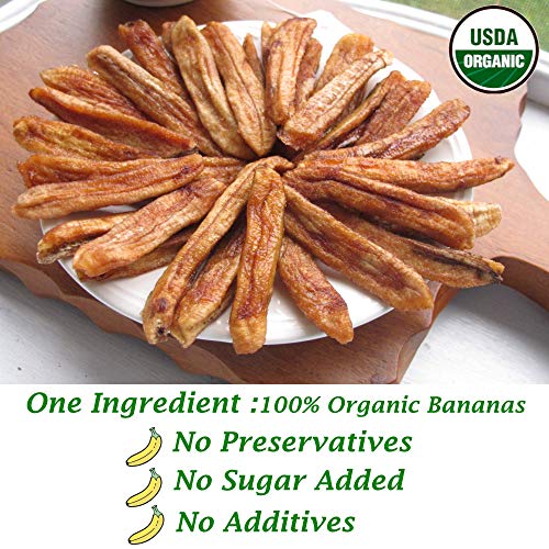 100% Usda Certified Organic Sun Dried Banana Strips, No Sugar Ad