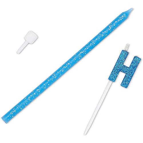 Happy Birthday Cake Topper Letters With Long Thin Glitter Candle