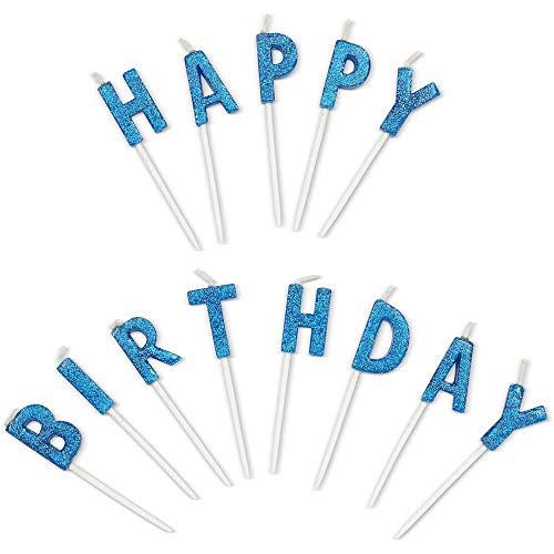 Happy Birthday Cake Topper Letters With Long Thin Glitter Candle