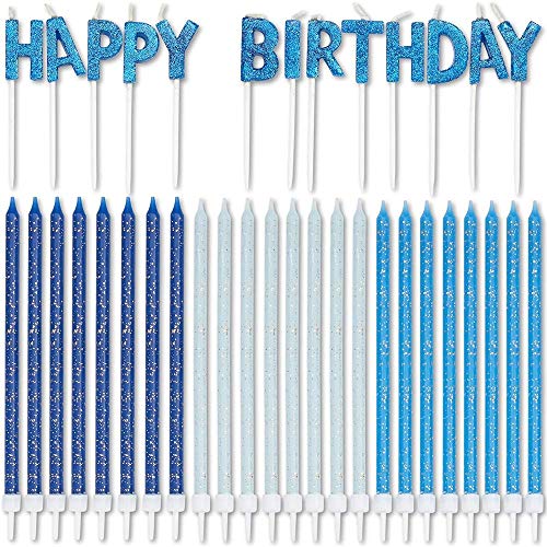 Happy Birthday Cake Topper Letters With Long Thin Glitter Candle