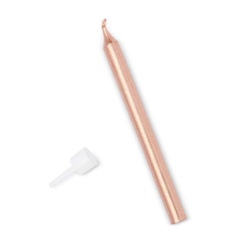 Metallic Birthday Cake Candles In Holders, Gold, Rose Gold, Silv