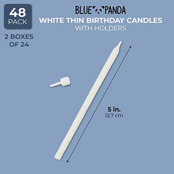 12 Blue Glitter Cake Candles ~ Holders 