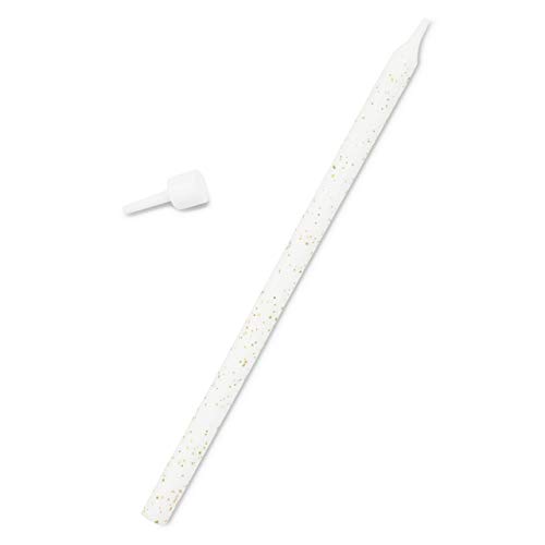 White Gold Glitter Long Thin Birthday Cake Candles In Holders 5