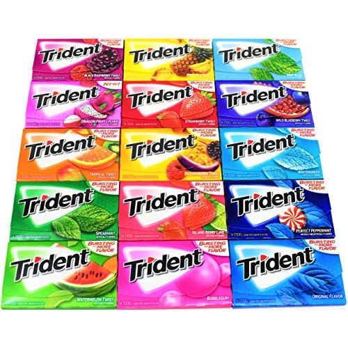 Trident Sugar Free Chewing Gum Variety Pack of 15 Assorted Flav...