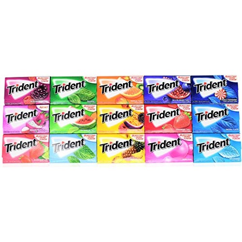 Trident Sugar Free Chewing Gum Variety Pack of 15 Assorted Flav...