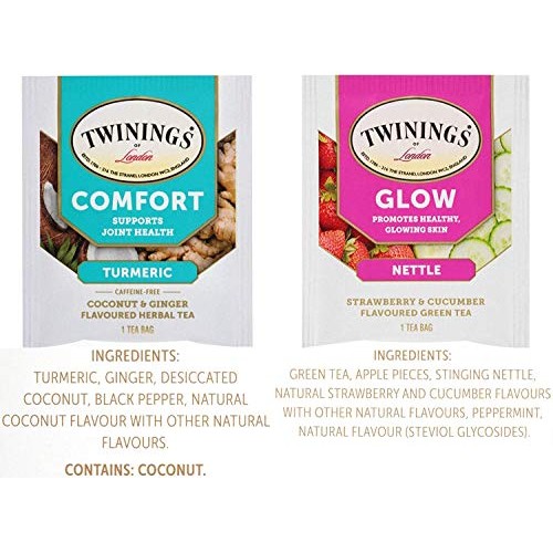 Twinings Wellness Herbal Tea Bags Sampler Assortment Variety Pac