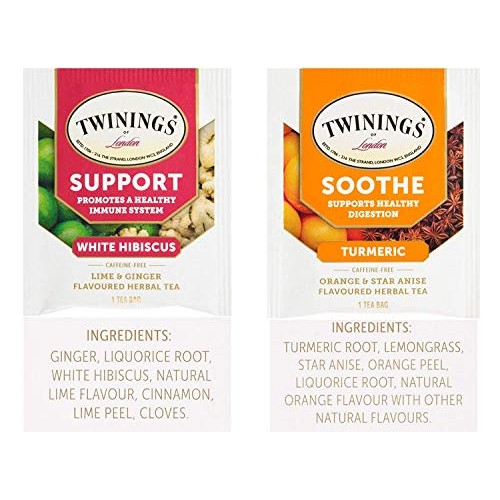 Twinings Wellness Herbal Tea Bags Sampler Assortment Variety Pac