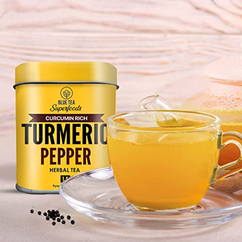 BLUE TEA - Turmeric Pepper Tea Bags - 15 TB || INDIAN SUPERFOOD ...
