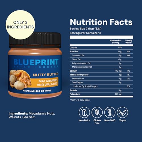 Blueprint Bryan Johnson Nutty Butter – Chunky Macadamia Nut Butt...