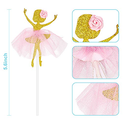 48 Pieces Ballet Dancer Girls Cupcake Toppers Ballerina Dessert