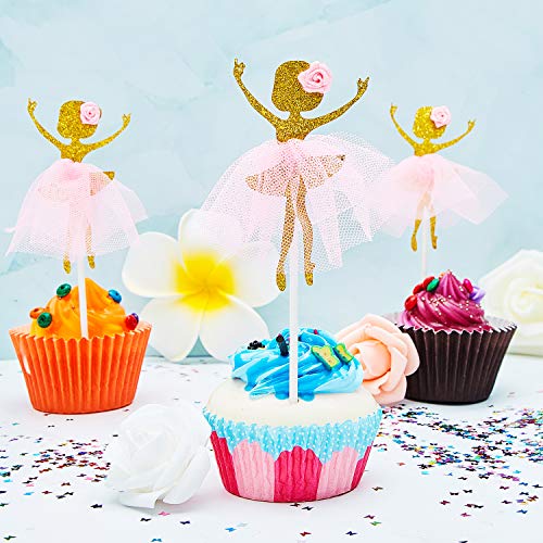 48 Pieces Ballet Dancer Girls Cupcake Toppers Ballerina Dessert