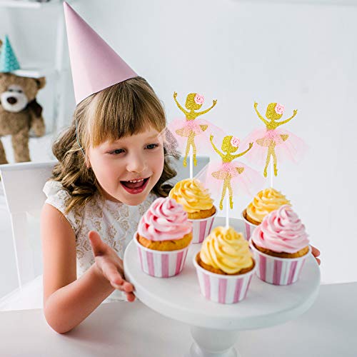 48 Pieces Ballet Dancer Girls Cupcake Toppers Ballerina Dessert