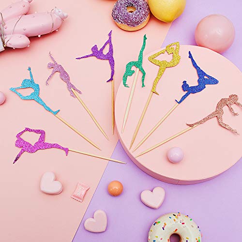 48 Pieces Glitter Gymnastics Cupcake Toppers Gymnast Girl Cake P
