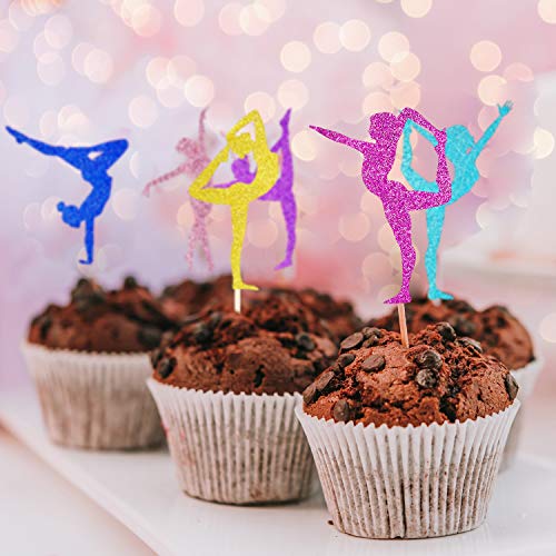 48 Pieces Glitter Gymnastics Cupcake Toppers Gymnast Girl Cake P