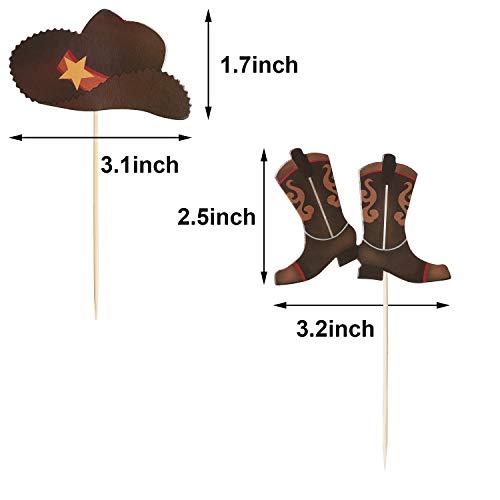 60 Pieces Cowboy Hats And Boots Cupcake Toppers Western Cowboy C