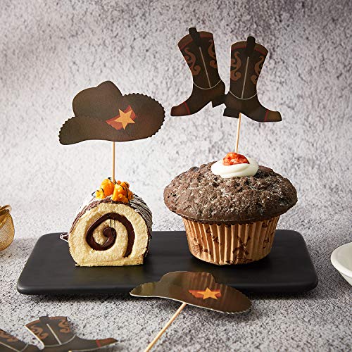 60 Pieces Cowboy Hats And Boots Cupcake Toppers Western Cowboy C