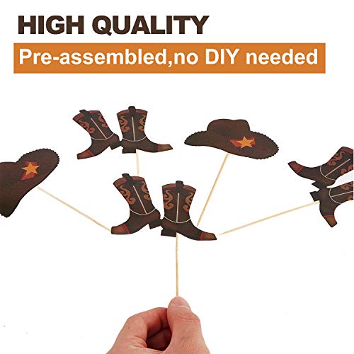 60 Pieces Cowboy Hats And Boots Cupcake Toppers Western Cowboy C