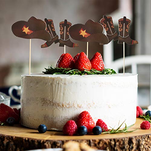 60 Pieces Cowboy Hats And Boots Cupcake Toppers Western Cowboy C