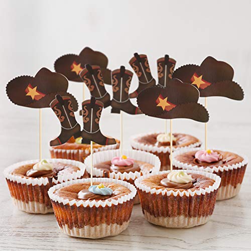 60 Pieces Cowboy Hats And Boots Cupcake Toppers Western Cowboy C