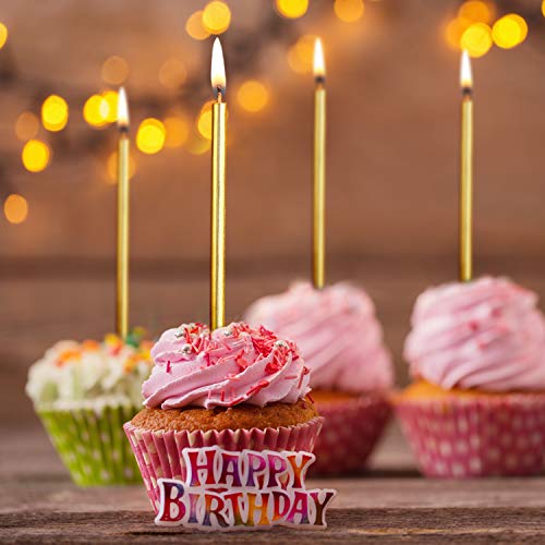 Blulu 50 Pieces Birthday Cake Candles Thin Cake Cupcake Candles