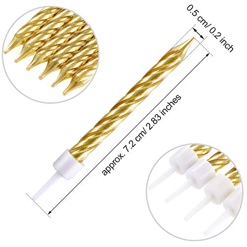 Blulu 50 Pieces Spiral Cake Candles In Holders Metallic Cake Cup