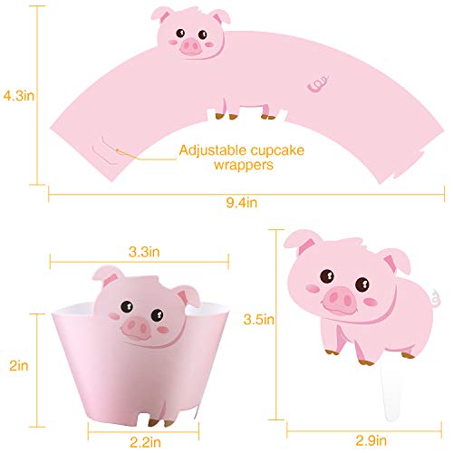 Blulu 60 Pieces Farm Animal Cupcake Wrappers And Toppers For Far