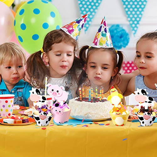Blulu 60 Pieces Farm Animal Cupcake Wrappers And Toppers For Far