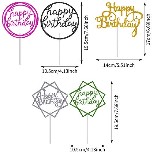 30 Pieces Glitter Happy Birthday Cake Topper Birthday Cupcake To