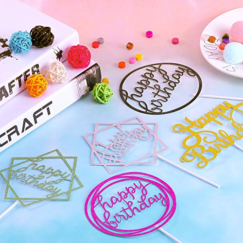30 Pieces Glitter Happy Birthday Cake Topper Birthday Cupcake To