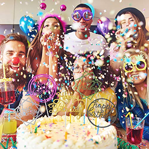 30 Pieces Glitter Happy Birthday Cake Topper Birthday Cupcake To