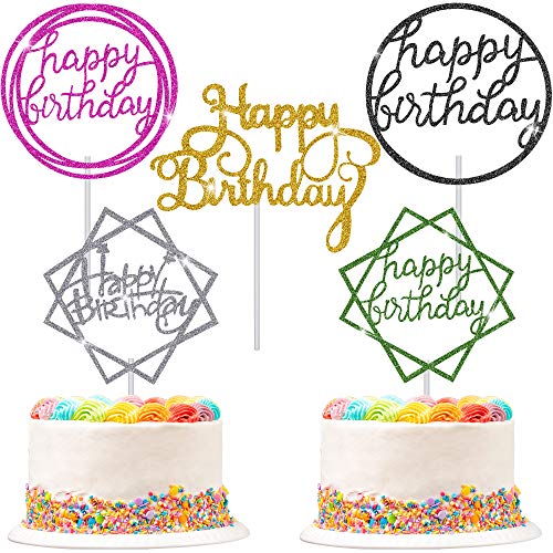 30 Pieces Glitter Happy Birthday Cake Topper Birthday Cupcake To