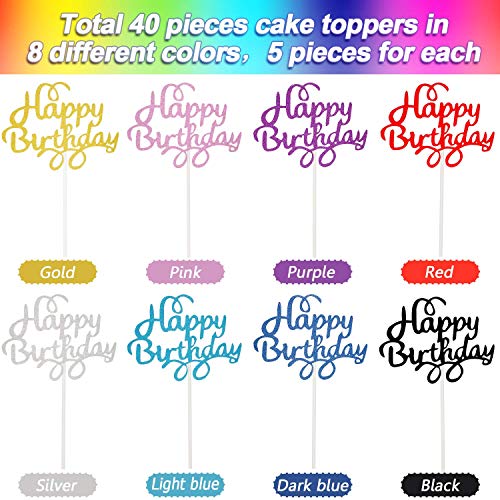 40 Pieces Happy Birthday Cupcake Toppers Birthday Cake Topper Pi