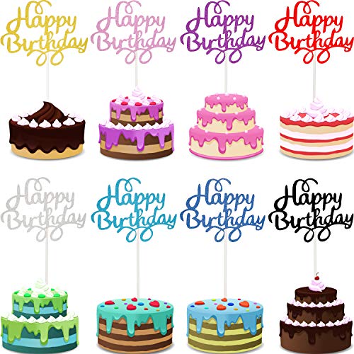 40 Pieces Happy Birthday Cupcake Toppers Birthday Cake Topper Pi