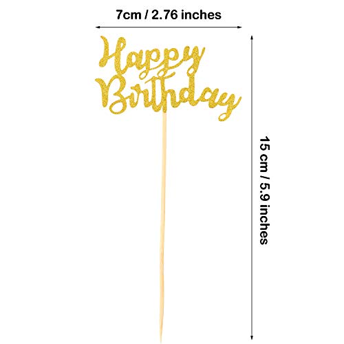 64 Pieces Happy Birthday Cupcake Toppers Glitter Birthday Cake T