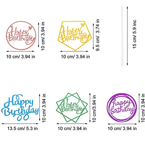 Boao 40 Pieces Happy Birthday Cake Toppers Glitter Birthday Cupc