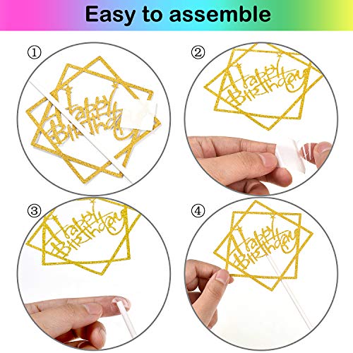 Boao 40 Pieces Happy Birthday Cake Toppers Glitter Birthday Cupc