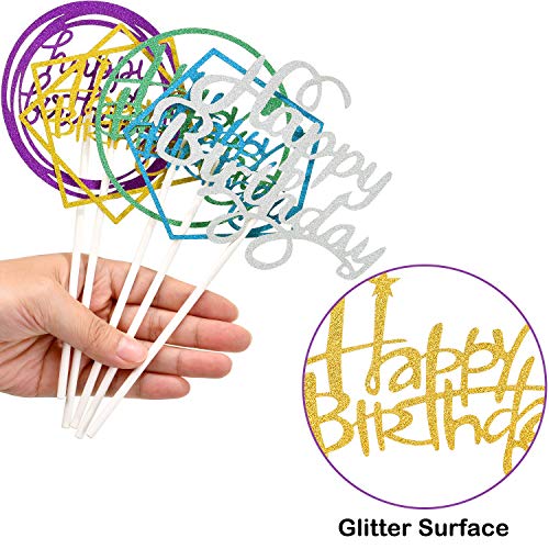 Boao 40 Pieces Happy Birthday Cake Toppers Glitter Birthday Cupc