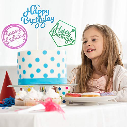 Boao 40 Pieces Happy Birthday Cake Toppers Glitter Birthday Cupc