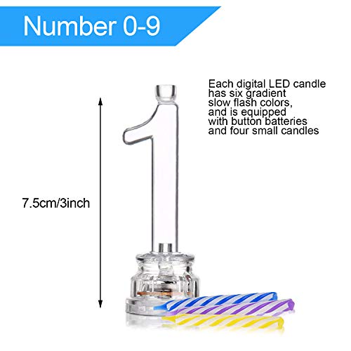10 Pieces Led Number 0-9 Candle Set Flashing Birthday Candles An