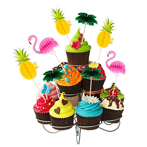 Boao 90 Pieces Flamingo Pineapple Coconut Tree Cupcakes Toppers