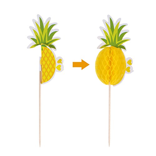 Boao 90 Pieces Flamingo Pineapple Coconut Tree Cupcakes Toppers