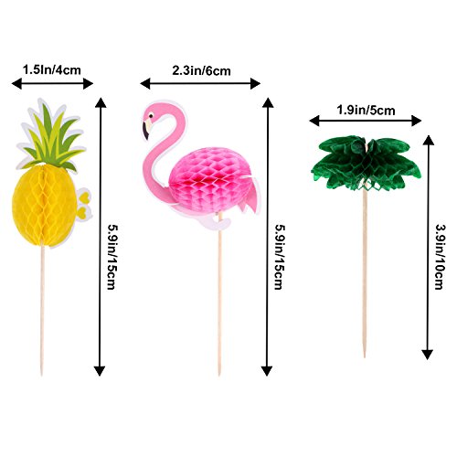 Boao 90 Pieces Flamingo Pineapple Coconut Tree Cupcakes Toppers