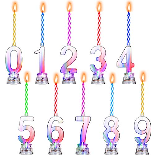 10 Pieces Led Number 0-9 Candle Set Flashing Birthday Candles An