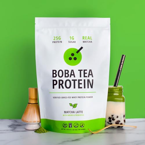 Boba Tea Protein Matcha Latte | 25g Grass-Fed Whey Protein Isola...