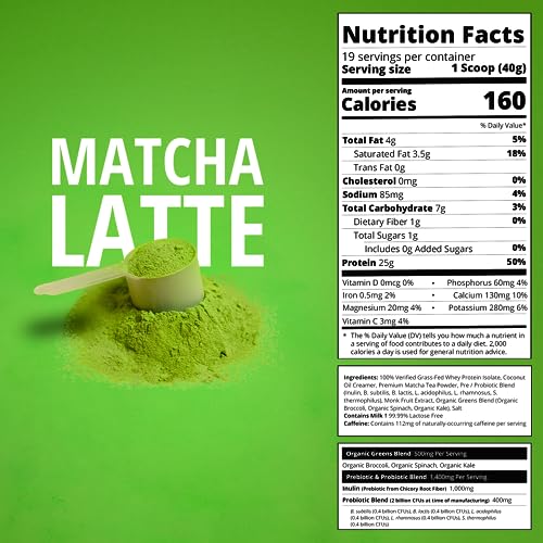 Boba Tea Protein Matcha Latte | 25g Grass-Fed Whey Protein Isola...
