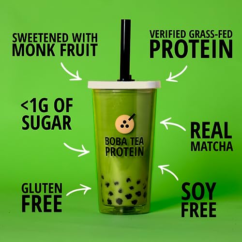 Boba Tea Protein Matcha Latte | 25g Grass-Fed Whey Protein Isola...