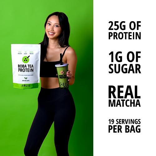 Boba Tea Protein Matcha Latte | 25g Grass-Fed Whey Protein Isola...