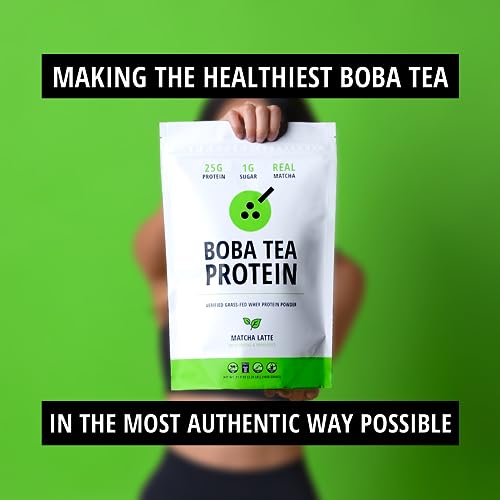 Boba Tea Protein Matcha Latte | 25g Grass-Fed Whey Protein Isola...